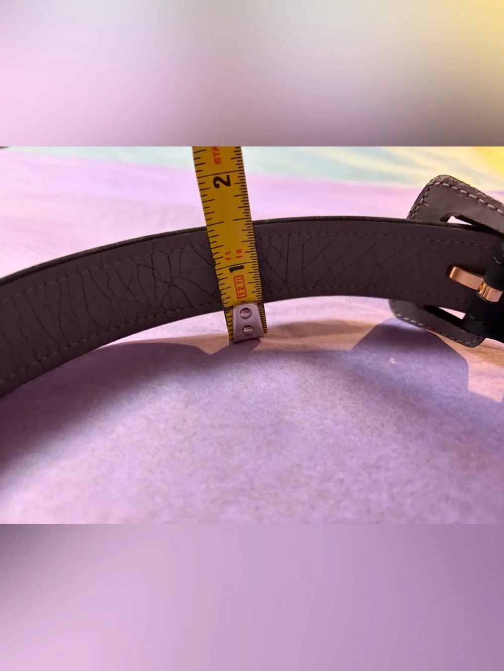 Vintage Christian Dior velveteen black belt with gold tone ovals ‘CD’ embossed - Picture 8 of 12